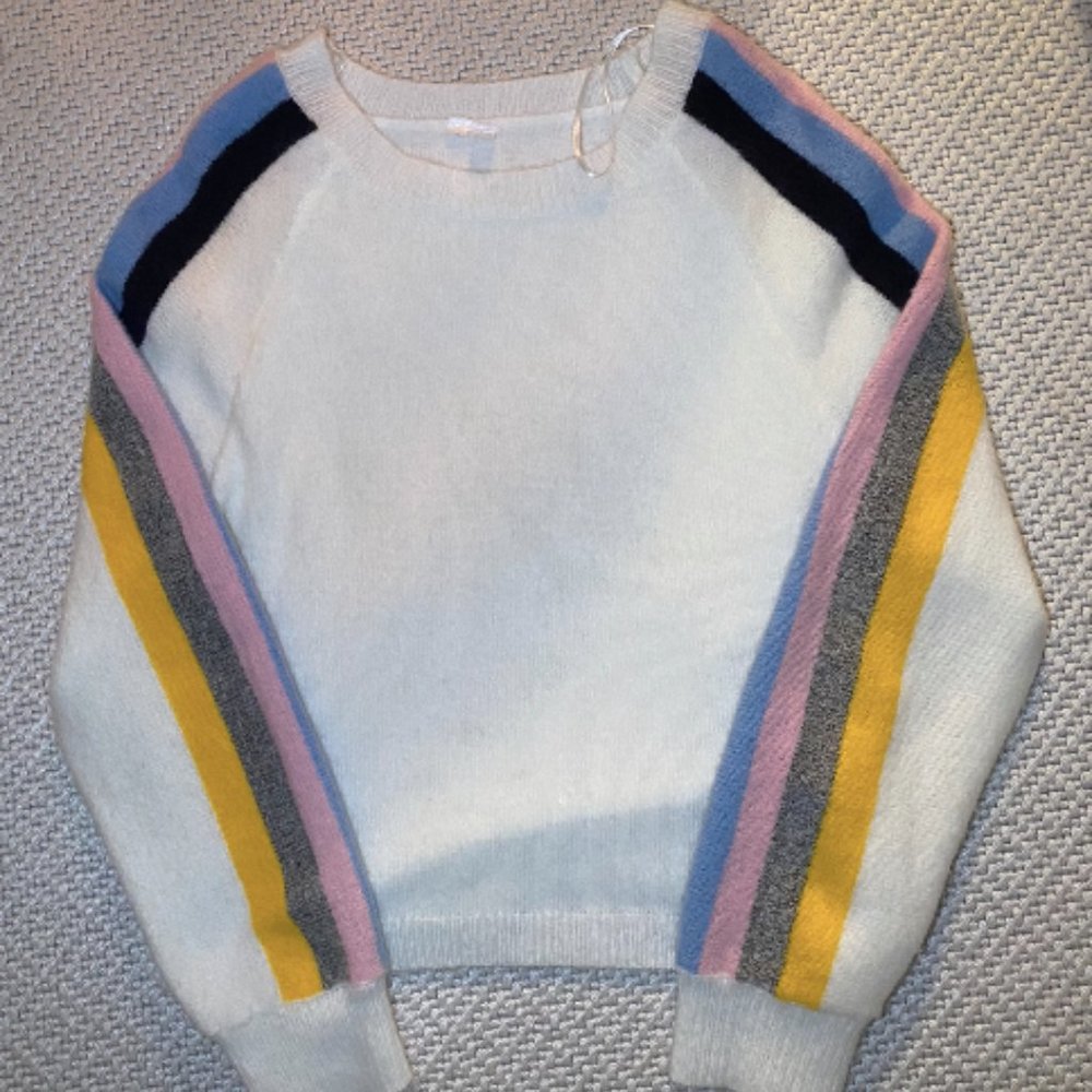 White sweater with coloured arms